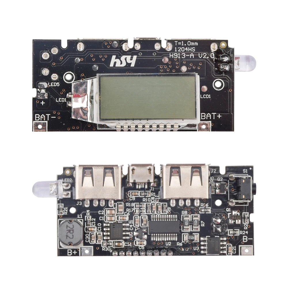 Dual Double Two 2 USB 5V 1A 2.1A Mobile Power Bank 18650 Battery Charger Module Board For Phone LCD Display DIY KIT With Light