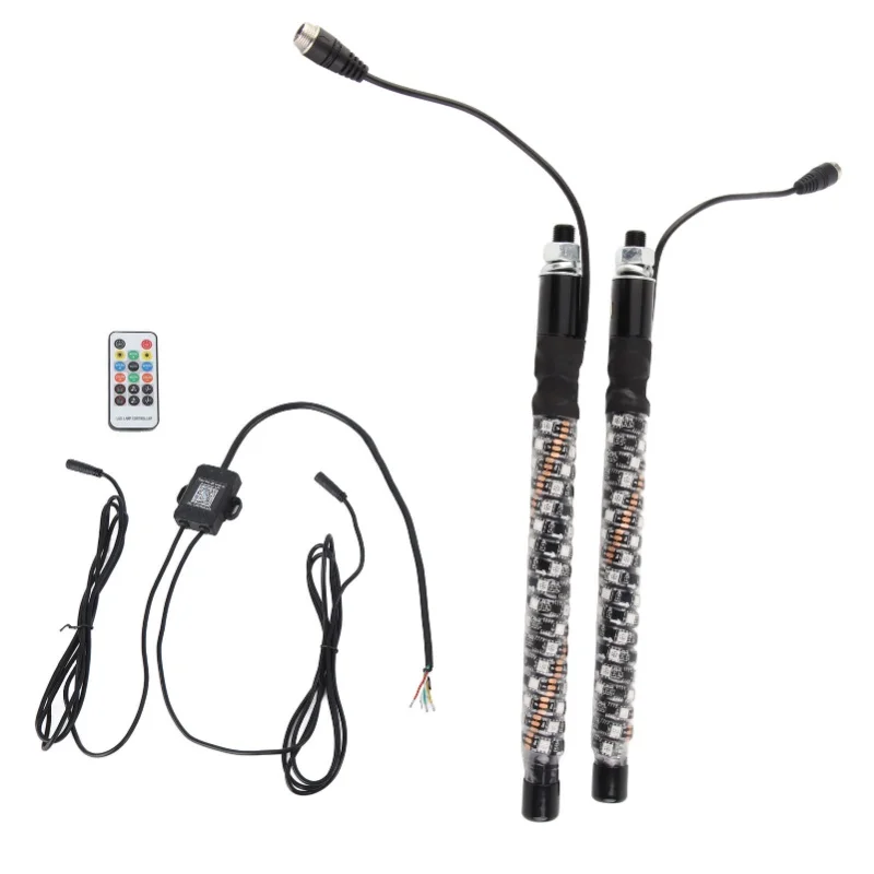 

1ft LED Whip Lights 12V 20 Colors IP67 Proof Overload Protection Remote Control Flagpole Antenna Whips Lamp