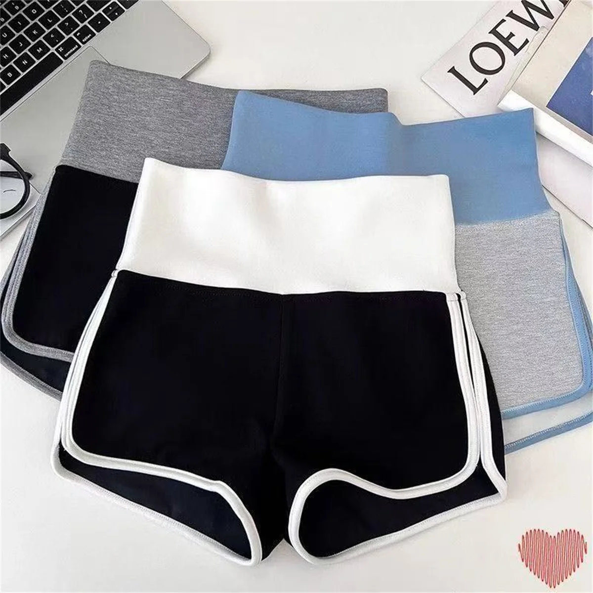 Women Summer Spliced Color Shorts High Waist Korean Sexy Girl Casual Short Pants Lady Fashion Yoga Running Outfit Basic Clothes