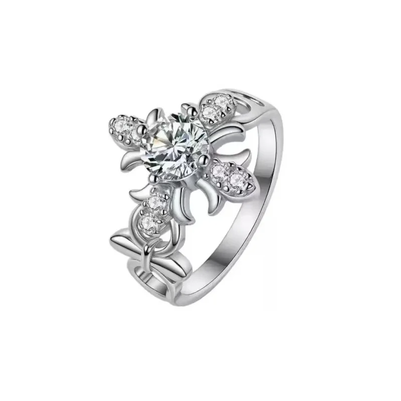 Fashion Zircon Cross Opening Rings for Women Classic Fine Jewelry Minimalist Personality Accessories image 5