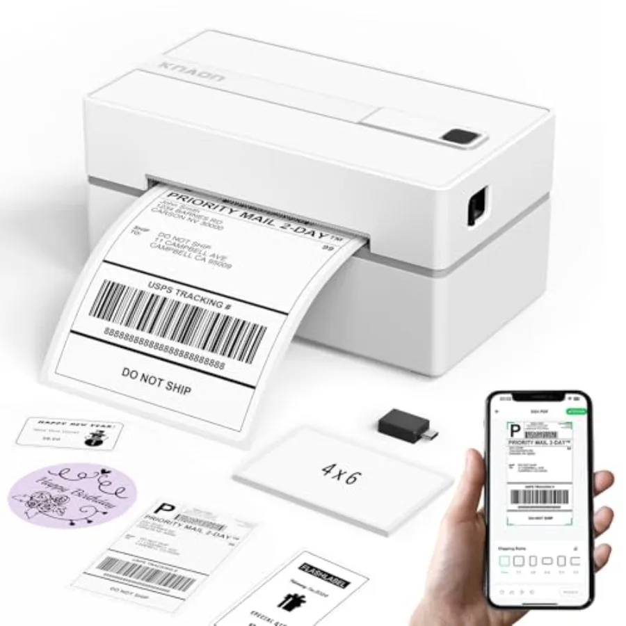 

Bluetooth Thermal Shipping Label Printer 4x6 Portable Thermal Address Label Printer for Small Business Compatible with iPhone A