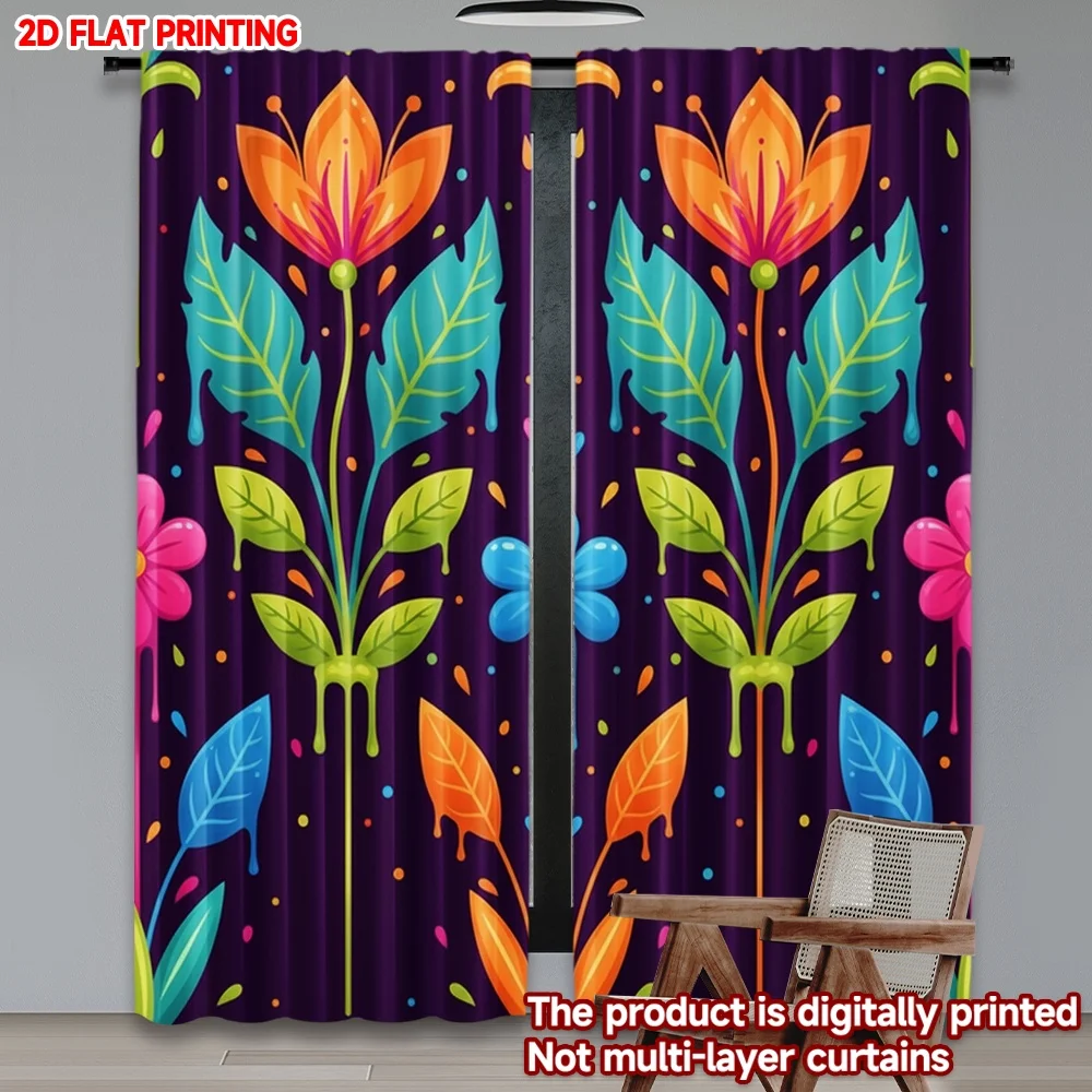 

2D плоская печать, 2 шт. штор для окон с принтом собачьих лап, любовь к граффити. Цифровые печатные полиэстеровые шторы для праздничного декора