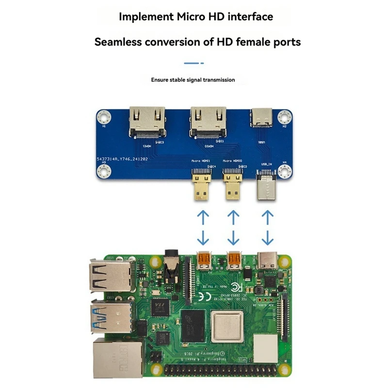 Micro-Type -Compatible To -Compatible Adapter Board USB-C Power Supply Dual 4K Outputs For Raspberry Pi 5/4B