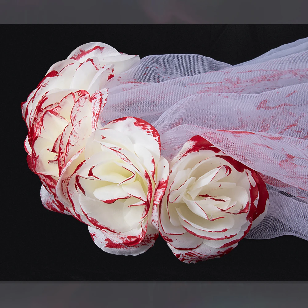 New Ghost Bride Bloodshed Headveil Hair Buckle Mask Halloween Ghost Festival Costume Accessories Party Props - Image 5