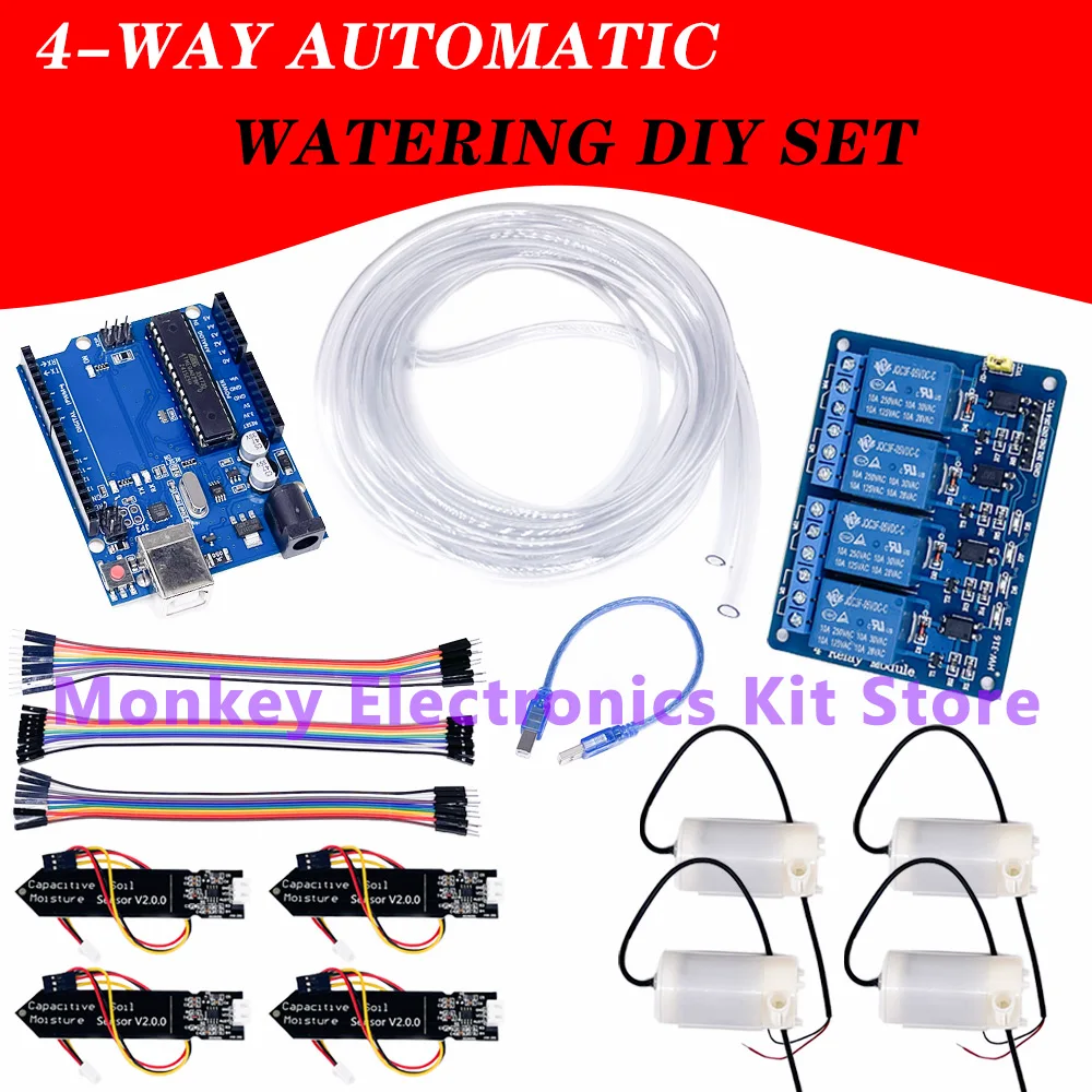 DIY Water Pump Soil Moisture Sensor Relay Module Automatic Irrigation System Self Watering DIY Kit 4WAY Garden Flower Greenhouse