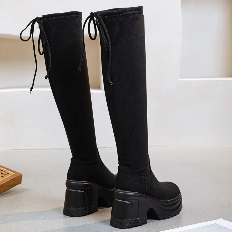 DIMANYU Women's Long Boots Platform 2024 New Over Knee Female Knight Boots Always High Heels For Women Boots