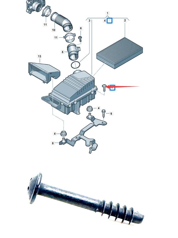 10PCS OEM Air cleaner housing screw For VW Jetta Golf Passat Tiguan Audi A1 A3 A4 A5 A6 Q3 Q5 Skoda Seat WHT 002 087 WHT002087