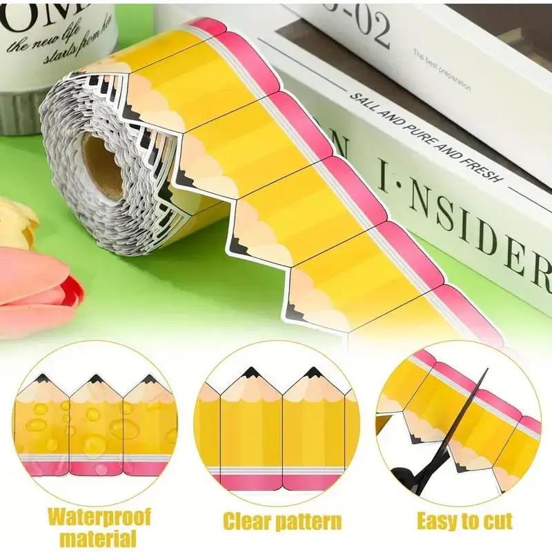 ملصقات السبورة الملفوفة بالقلم الرصاص، ملصقات حدود الغرفة المزخرفة، ملصقات زخرفية مصنوعة يدويًا #2