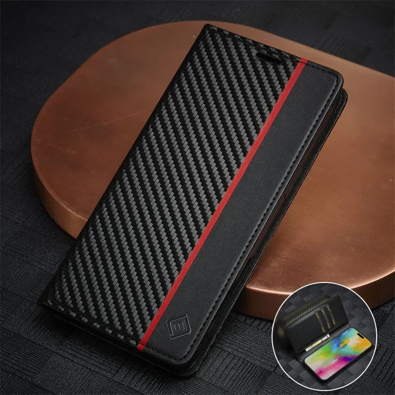 A15 A55 Carbon Fiber Magnetic Case for Samsung Galaxy A55 SM-A556V Etui SamsungA15 Galaxy A25 A35 A356E Soft Leather Phone Funda