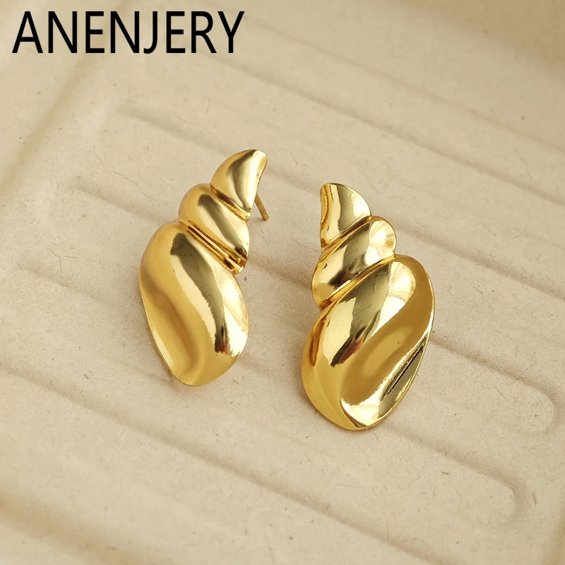 

ANENJERY 316L Stainless Steel Conch Earrings For Women Men Niche Sea Wind Fashion Personality Jewelry Gifts Wholesale