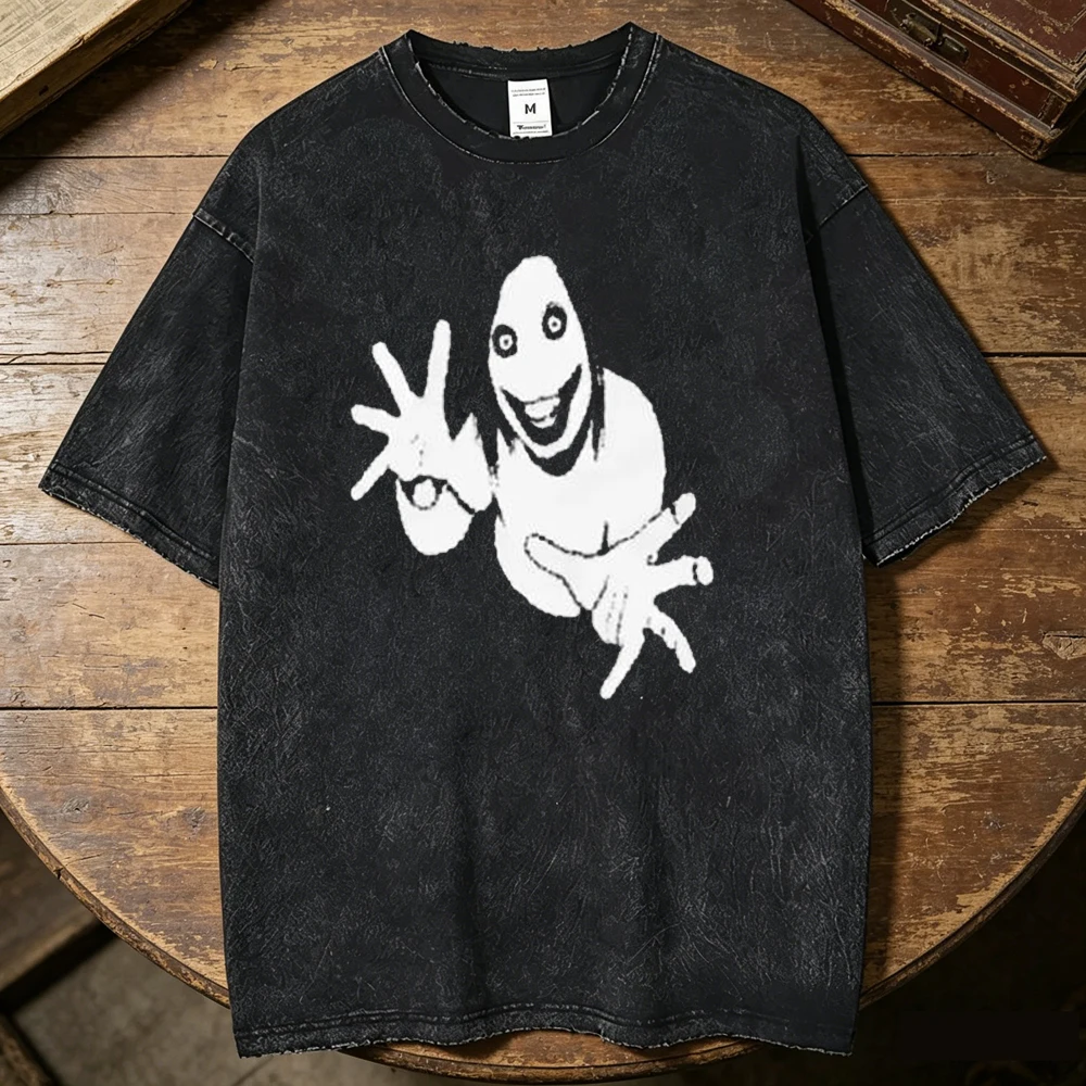 Creepypasta cotton Vintage Washed tshirt men Digital Punk Grunge University Gothic t-shirt Colorful streetwear 80s Trendy 2000s