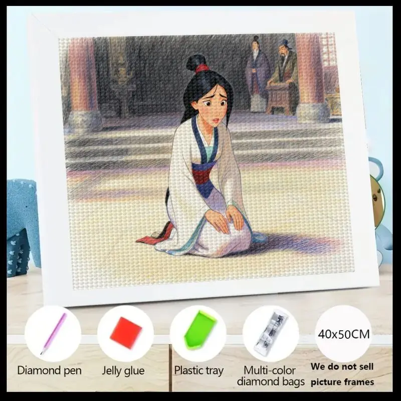 

1 шт. Disney Mulan 5D полный дрель комплект алмазной живописи, DIY воин принцесса эмоциональная сцена искусство, большой 40x50 см полный кристалл покрытия