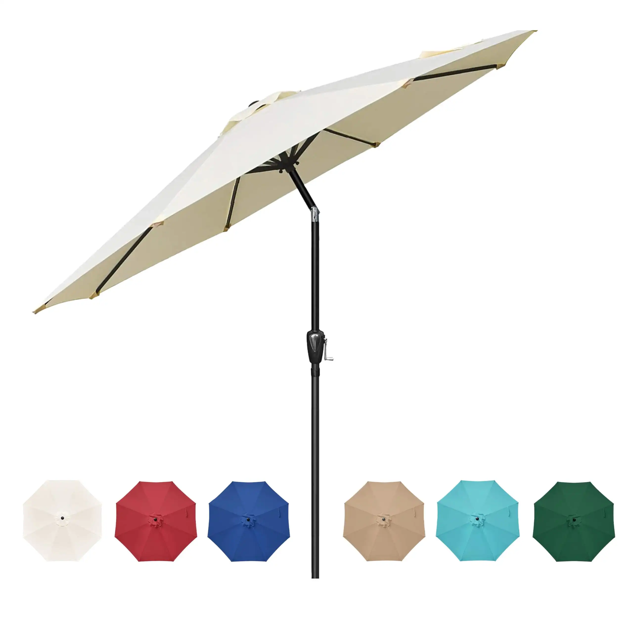 

9ft Outdoor Patio Umbrella - UPF50+ UV Protection with Push Button Tilt, Crank and 8 Sturdy Ribs