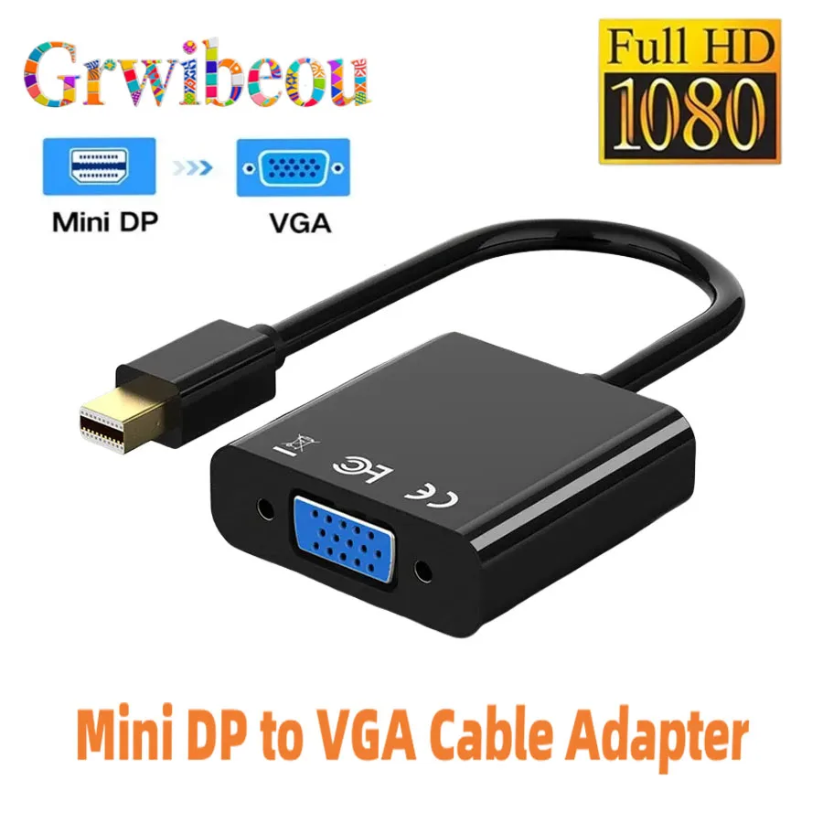 Mini DP to VGA Cable Adapter Mini Thunderbolt to VGA Converter 1080p Mini DisplayPort Display Port For HDTV For MacBook Air Pro