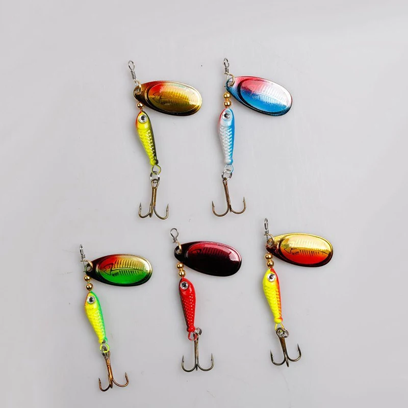1PC Rotating Metal Spinner Fishing Lures 9.1g 7cm Pike Treble Hook Tackle Accessories Artificial Hard Baits Rotating Sequin Hand image 4