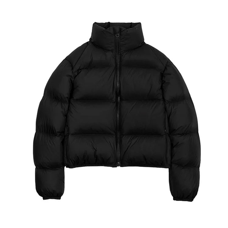 Black Short Down Jacket Women's Winter Solid Color 2025 New Small and Lightweight Stand Up Collar Thickened Kendou Winter Dressi