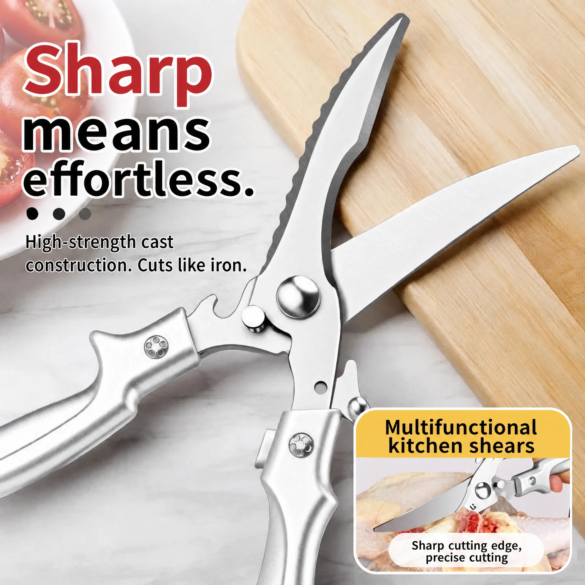 High-End Stainless Steel Kitchen Scissors for Home Use Strong Cutting Hardness for Roasting Meat And Cutting Chicken Bones Essen