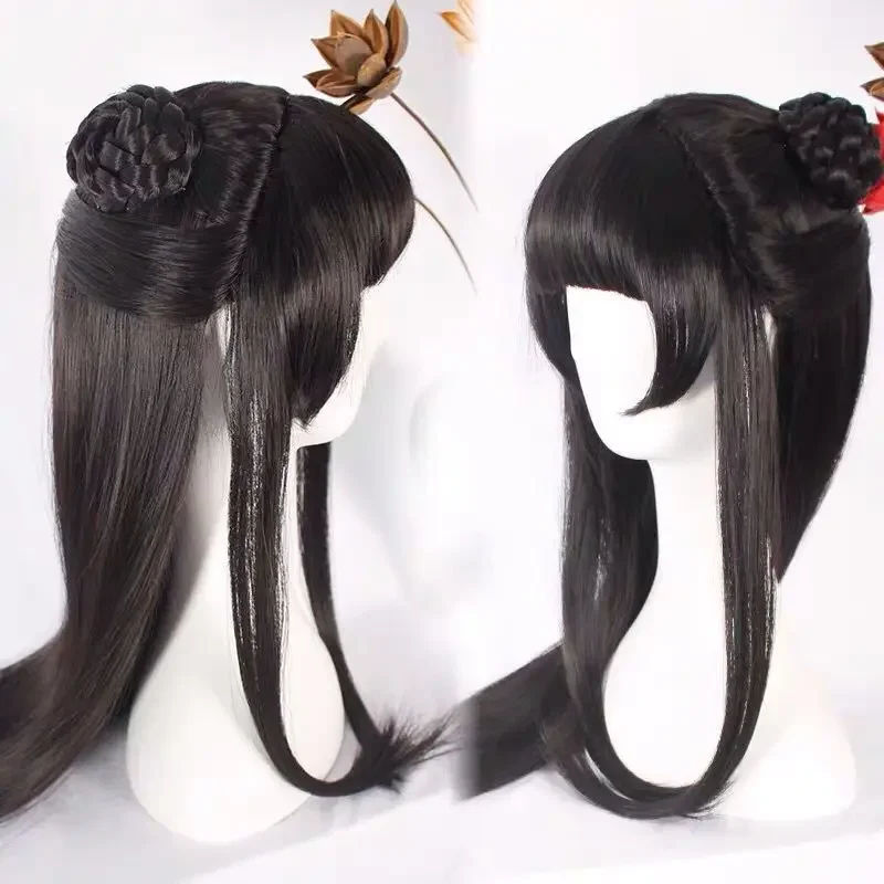 FC6Anime Cosplay Hanfu Wigs Women Black Ancient Chinese Hanfu Wigs Headgear Accessories Hanfu Long Straight Wigs For Women@FC8！