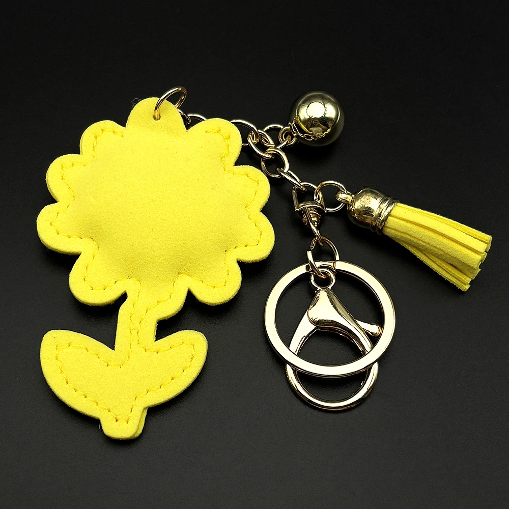 Gänseblümchen-Blumen-Kristall-Schlüsselanhänger, glänzender Strass-Blumen-Schlüsselhalter, Geschenk für Mädchen, Frühlings-Blumen-Botanik-Schmuck für Frauen – Detail 5