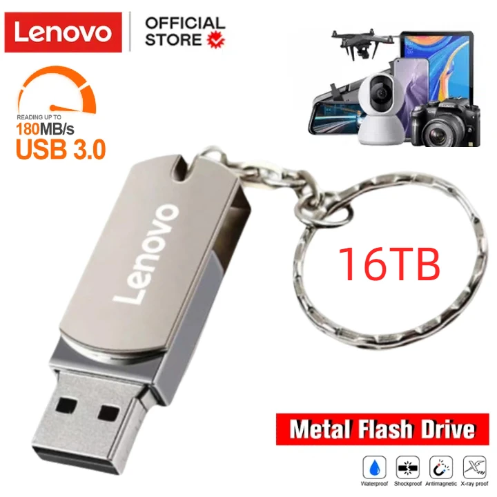 Lenovo TYPE-C USB Flash Drive 16TB 4TB 128GB pour PC Haute Vitesse Cle USB Flash Drive 16TB USB 3.0 Memoria USB Stick Pen Drive