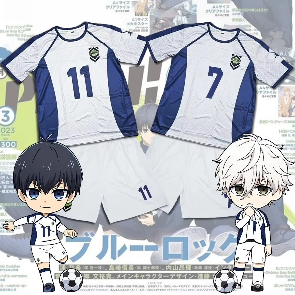 

2025 New Summer New Men's Blue Lock Fashion Anime Set Round Neck Women's Sports Tshirt Children's Casual Unisex Soccer Jersey