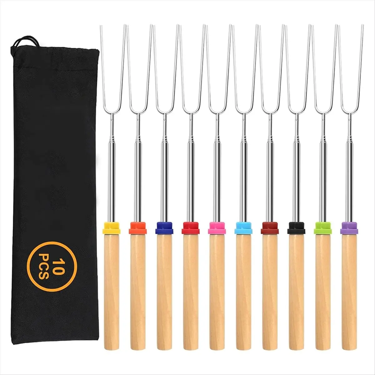 PROFESSIONAL USE 10 Pcs Marshmallow Roasting Sticks for Fire Pit Long 32Inch, Smores Sticks Skewers, Smores Kit for Fire Pit for
