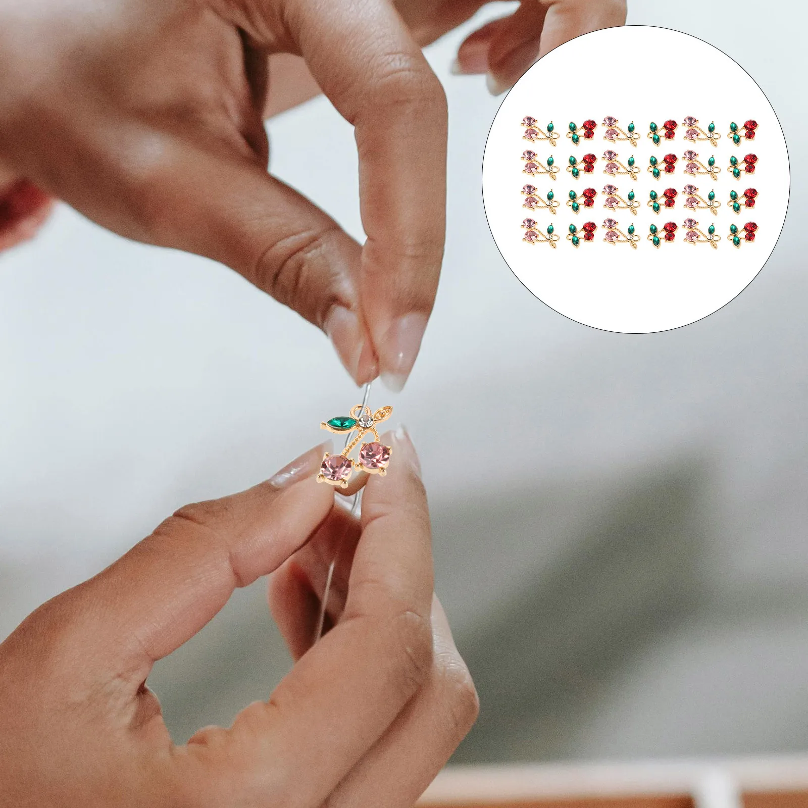 

40 шт., подвески из вишневого сплава, подвеска со стразами для браслетов «сделай сам», ожерелья, серьги, брелки, ювелирные аксессуары с фруктами