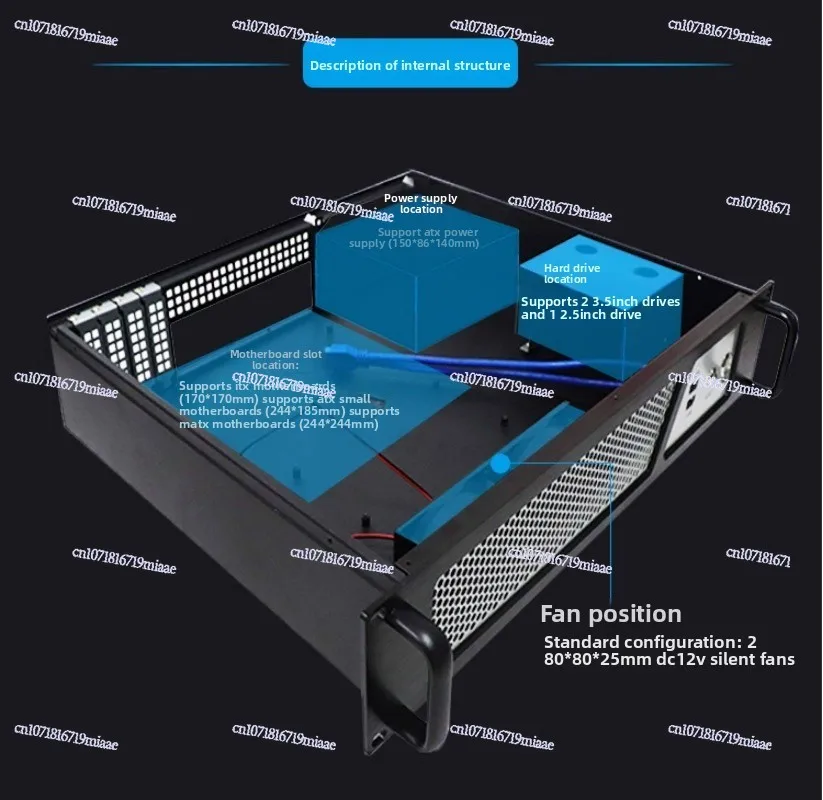 2U Industrial Control Chassis Aluminum Profile Panel 380 Short Chassis MATX Main Board