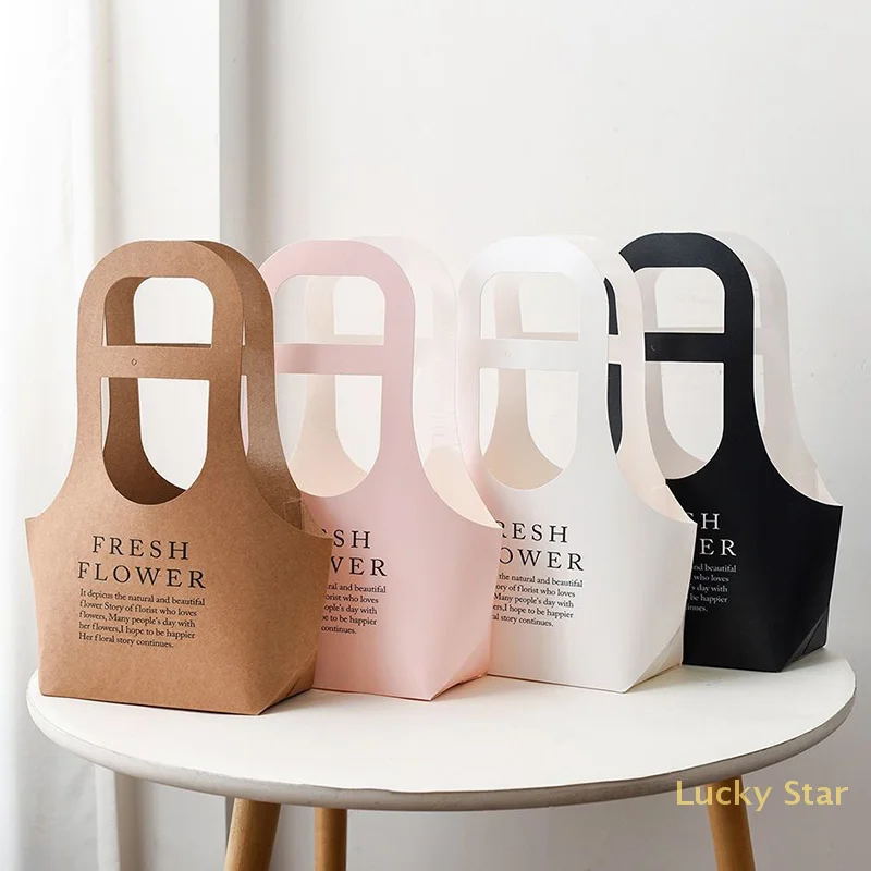 Packaging Flower Box Rose Wrapping Handheld Waterproof Kraft Paper Bag Wedding Decoration Gift Bag Bouquet Packaging Bag