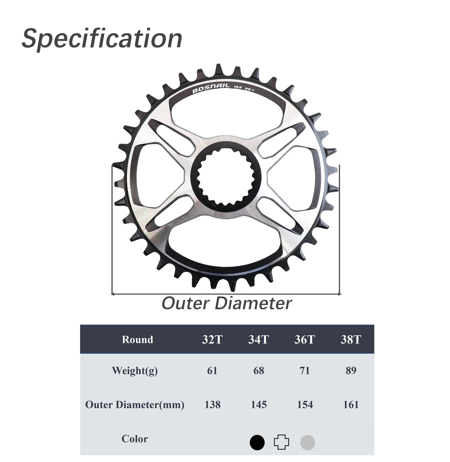 SNAIL Round/Oval Direct Mount Chainring for Shimano M9100 M8100 M7100 M6100 Narrow-Wide 32–38T