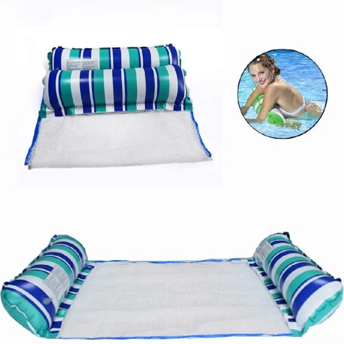 Versatile Inflatable Pool Foldable Water Hammock Lounger for Adults, Ideal for Swimming Pool, Beach, Water Activities Pool tools