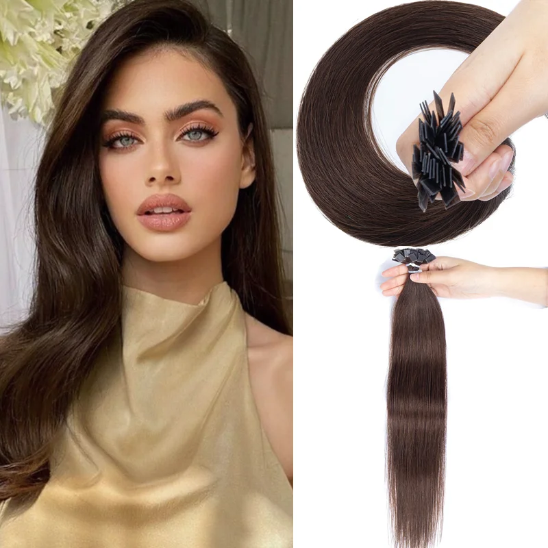 Flat Tip Hair Extensions Keratin Hot Fusion 16-22inch Real Human Hair for Women's Daily Wear Volume Boost and Length Extension