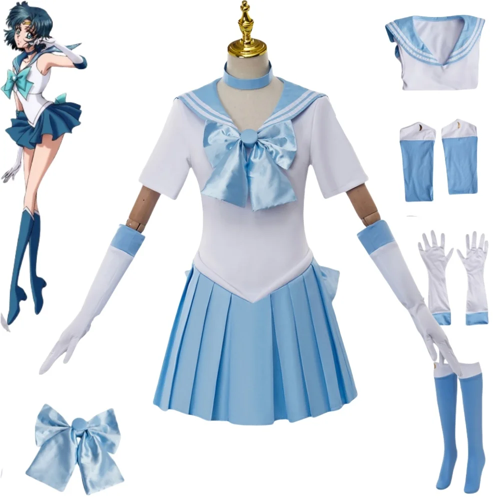 Mizuno Ami/Sailor Mercury Cosplay Costumes Anime Uniform Women Dress Halloween Costume Animation Comic Game Novel Exhibition