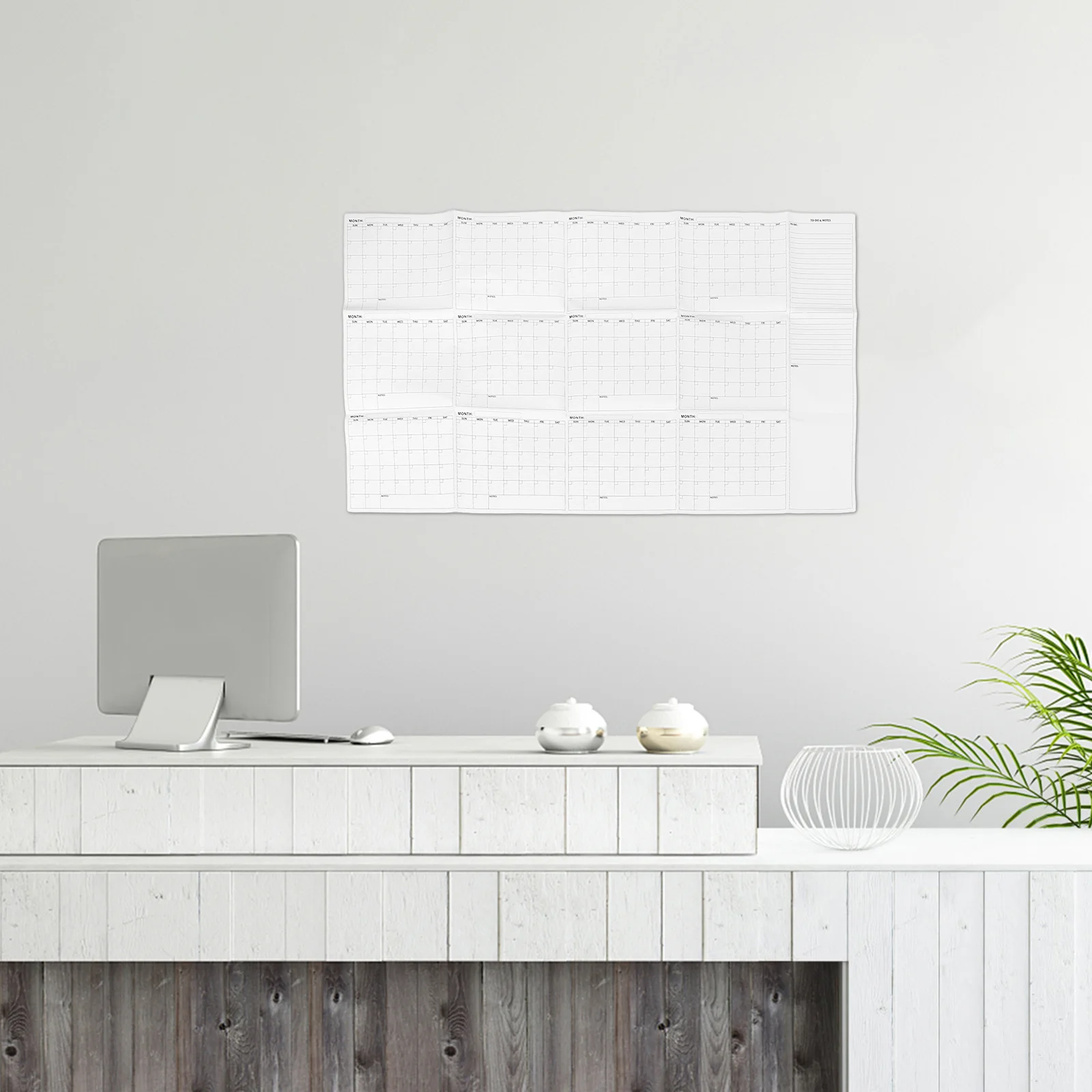 

Large Dry Erase Wall Calendar Oversized Undated Monthly Yearly Planner Laminated Reusable Whiteboard with Erasable Pen for Home