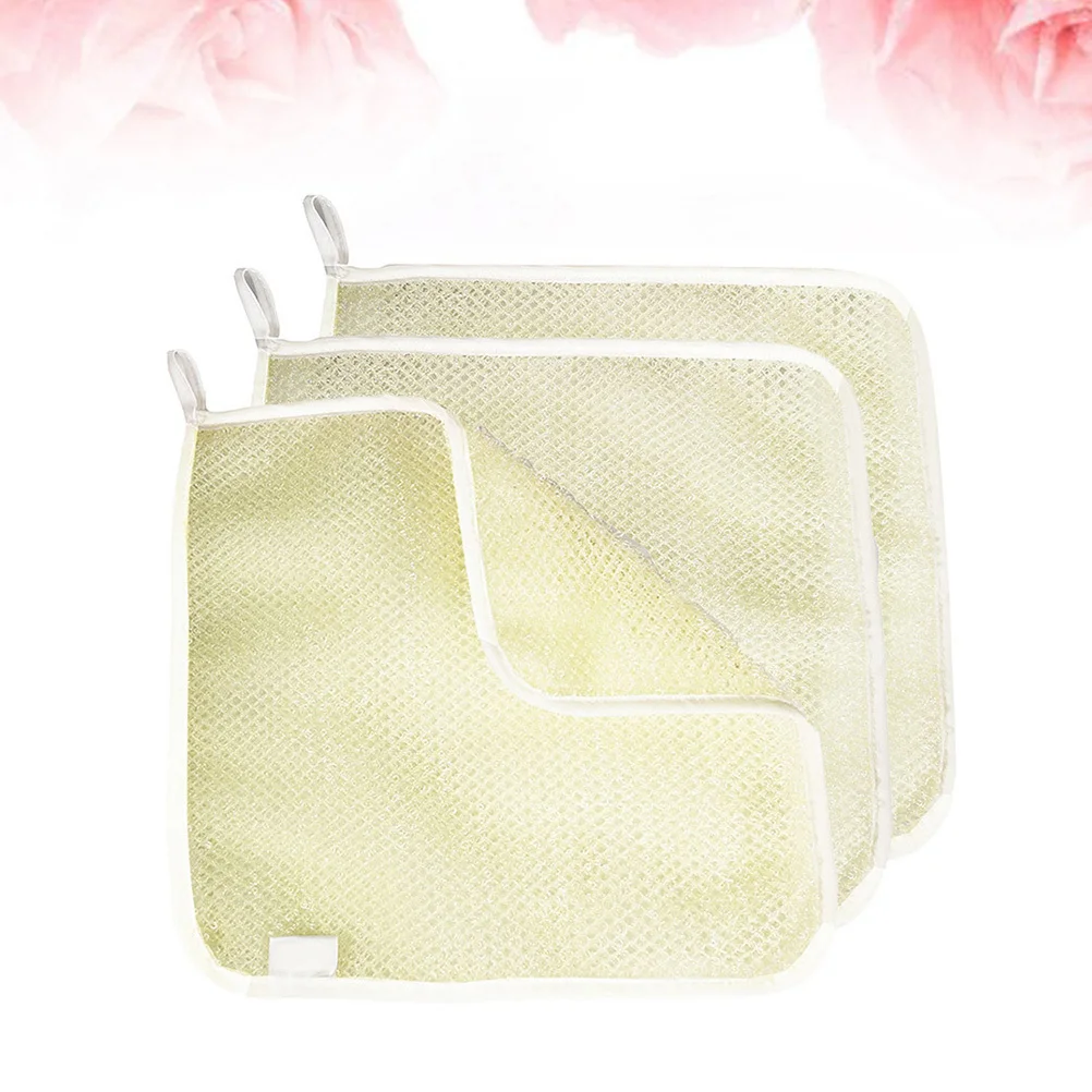 

3Pcs Exfoliating Bath Towel Natural Shower Scrubber Smooth Skin Body Face Wash Rich Foam Easy Hang Durable Safe