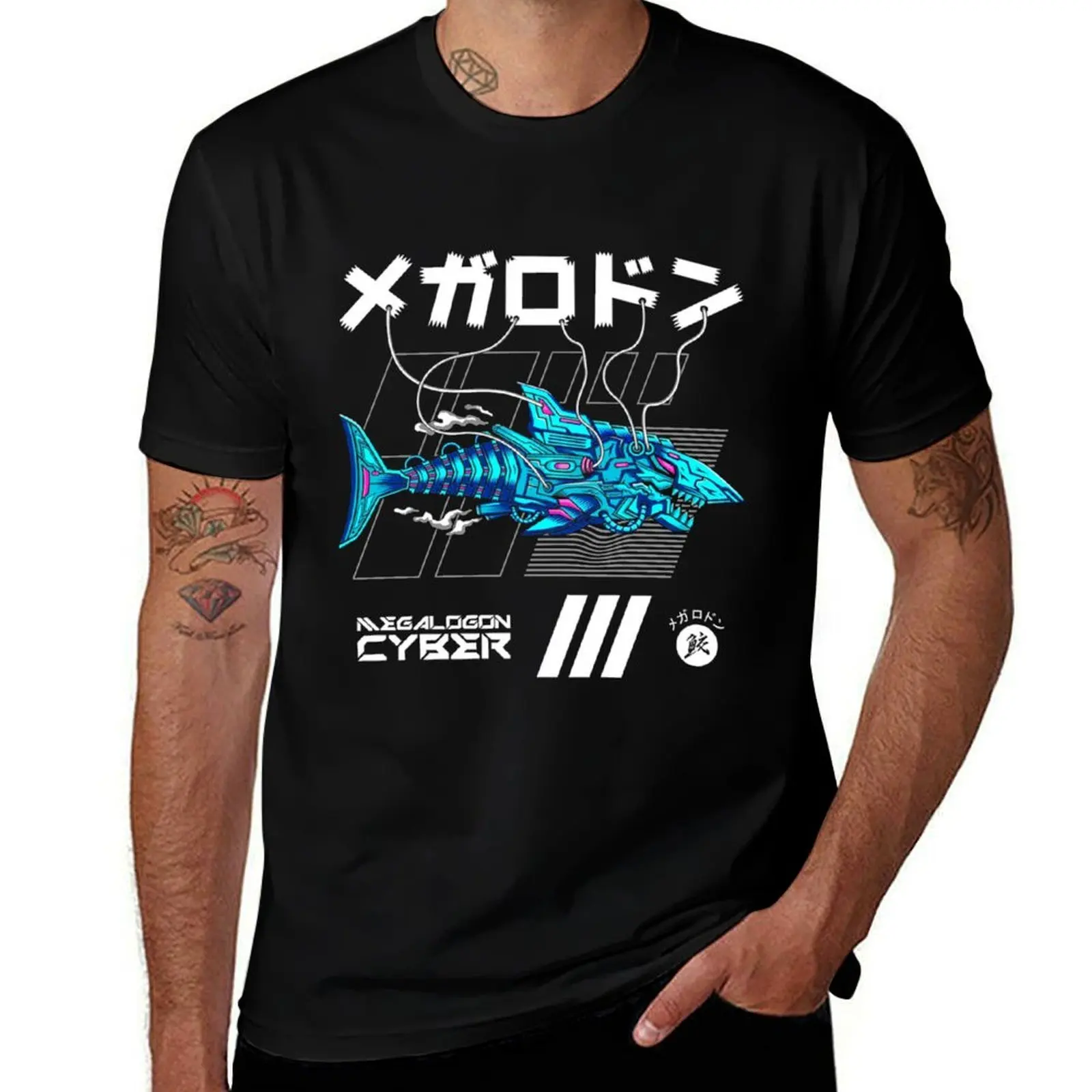 Megalodon Cyborg T-Shirt Big and Tall Crew Neck Tee