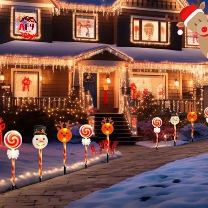 

AF90-10 Pcs Solar Christmas Decoration Lights 8 Light Modes Lighted IP65 Waterproof Xmas Decor Light Garden Yard Walkway