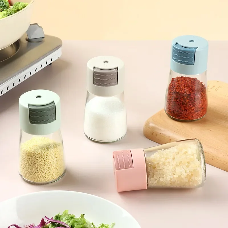 Salt and Pepper Shakers Precise Quantitative Push Type Measuring Seasoning Shaker Press Type Salt Dispenser Spice Dispenser