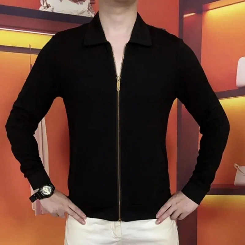 

Новый осенний мужской модный универсальный кардиган на молнии, классическая повседневная верхняя одежда, длинный свеч, подставка, нейлон, полиэстер