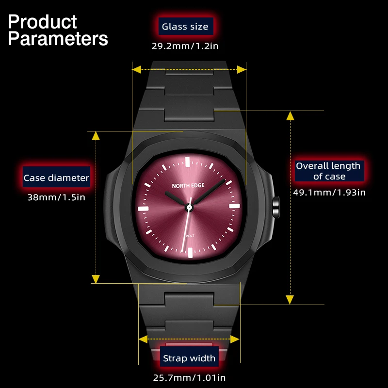 NORTH EDGE VOLT Мужские цифровые часы Мужские военные спортивные часы Водонепроницаемые шагомер Калории Секундомер Часовой будильник