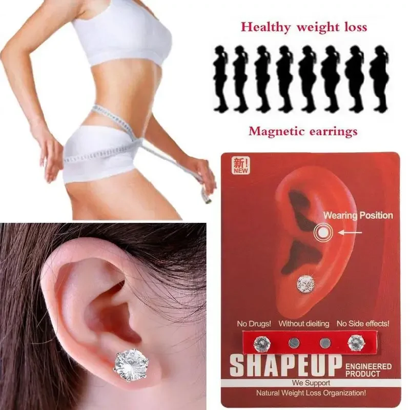 2Pcs Earrings Stimulating Acupoints Bio Magnetic Therapy Health Care Slimming Product Weight Loss Stud Magnet Stickers