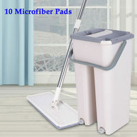 8L Premium Flat Mop & Bucket Set, with Dual Tanks, 360° Rotate, 10 Pads, 50.3\