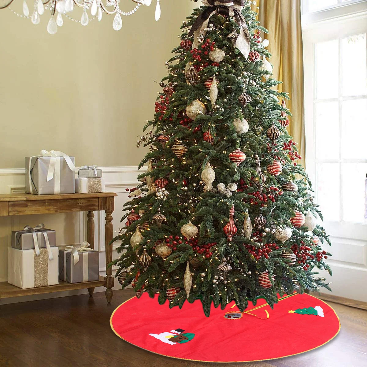 

Christmas Tree Skirt 2023 New Year Santa Decoration Decorations Party Xmas Mat Apron