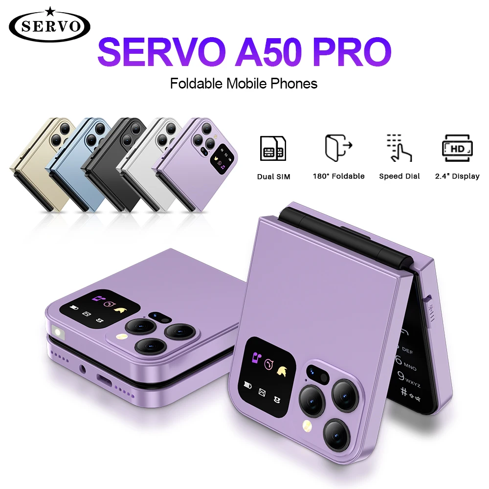 SERVO A50 PRO Флип-мобильный телефон, дисплей 2,4 дюйма, набор скорости, запись вызовов, черный список, 2 SIM-карты, разблокированные складные мобильные телефоны, новая версия
