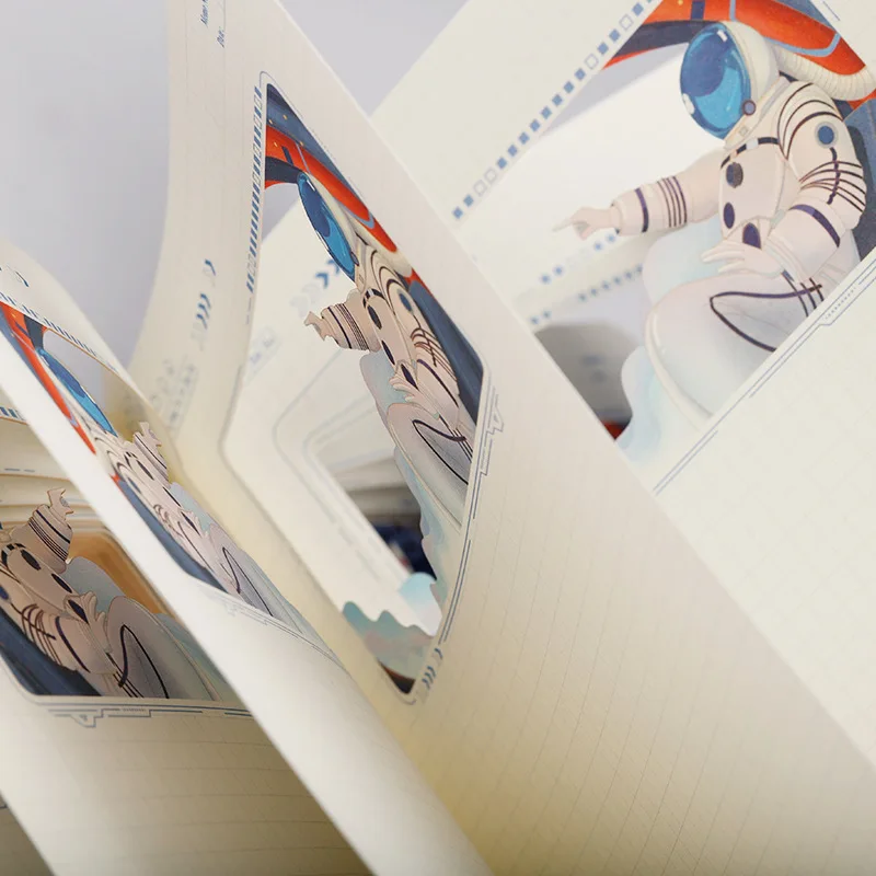 Cuaderno tallado en papel en capas estéreo 3D con temática de estrellas y mar, cuenta de mano, diario de regalo exquisito con dije cósmico