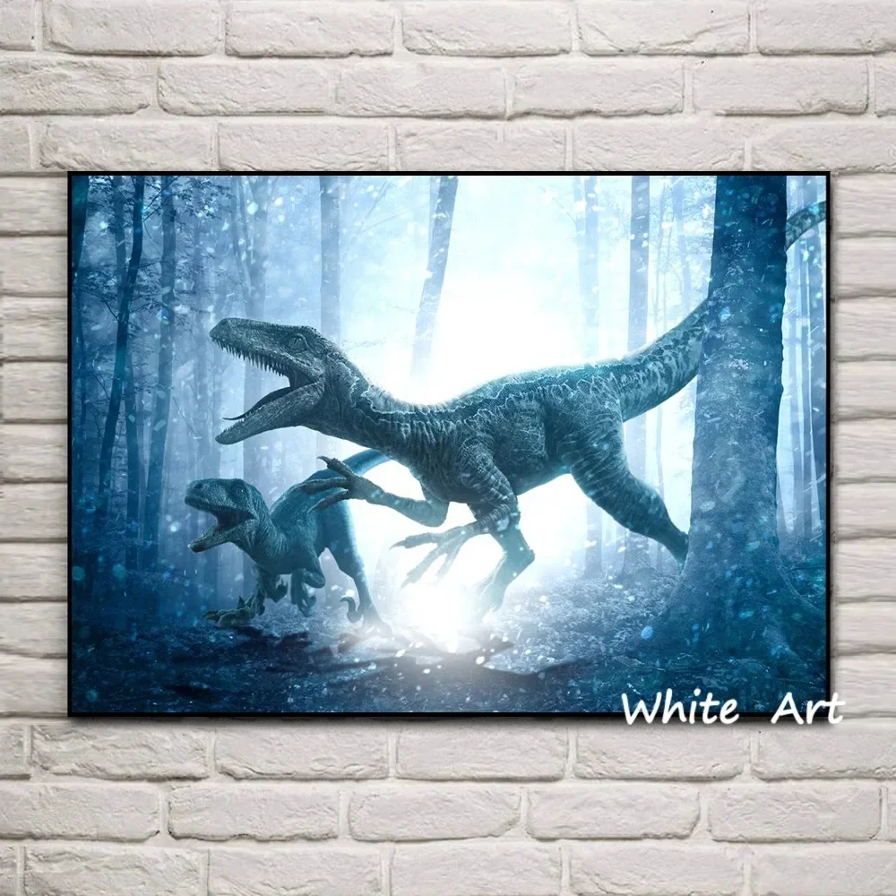 Movie Jurassic World Poster Dinosaur Velociraptor Canvas Painting HD Print Modern Wall Art Picture Living Room Bedroom Decor