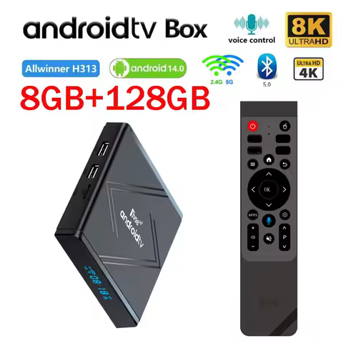 TV98 ATV Pro Plus Smart TV Box 4k 8K HD 4G 5G Dual WIFI BT5.0 Voice remote Media Player 8GB 128GB Allwinner H313 iptv android 14