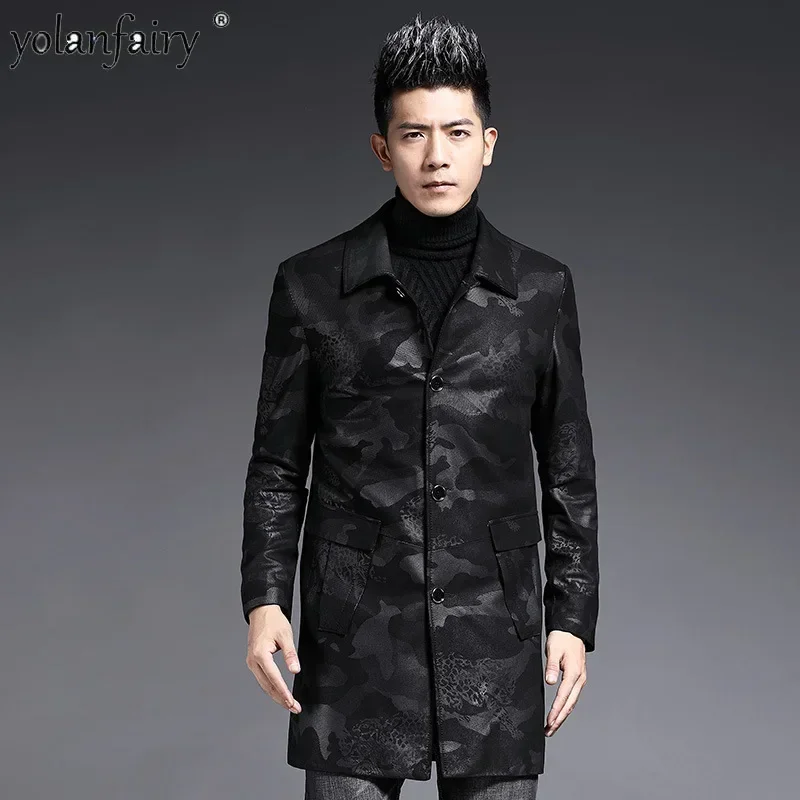 

2023 New Sheepskin Trenchcoat Men's Genuine Leather Jacket Coat Men Autumn Mid Long Korean Outerwear Trend Casaco Masculino FCY