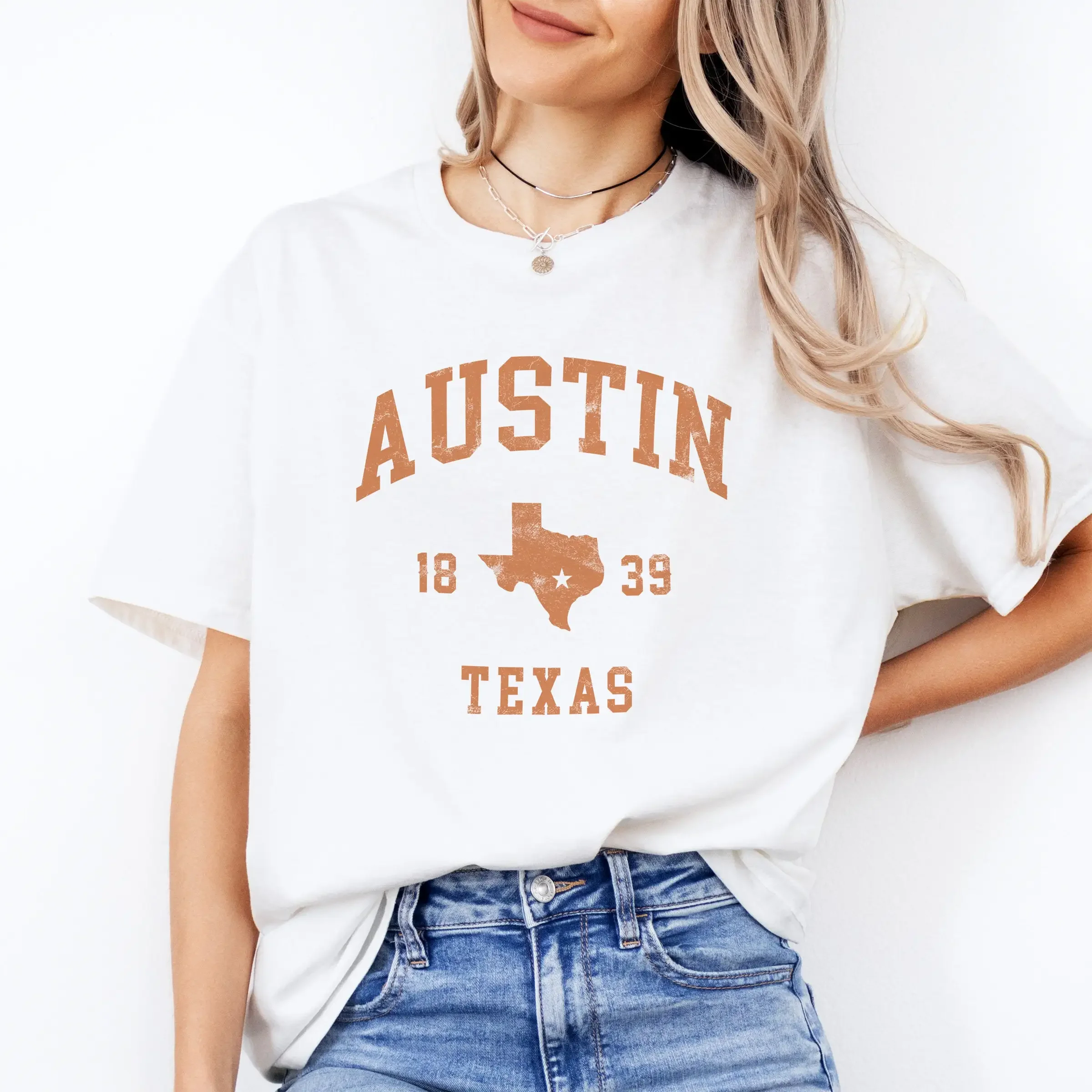 Camiseta de recuerdo de Austin, Texas, estilo universitario vintage, regreso a la escuela, para estudiantes universitarios, ropa para aficionados al deporte