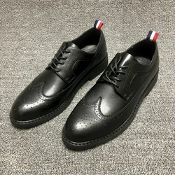 Classic British Gentleman Leather Shoes Carved Floral Brogue Casual Back Tag Shoe Fast Delivery Quality Top Layer Cowhide